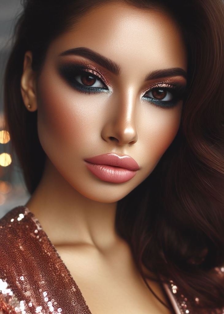 Let your eyes do the talking! Rose gold smokey eyes with nude lips allow your natural beauty to shine through, while adding a touch of definition and shimmer to your eyes.