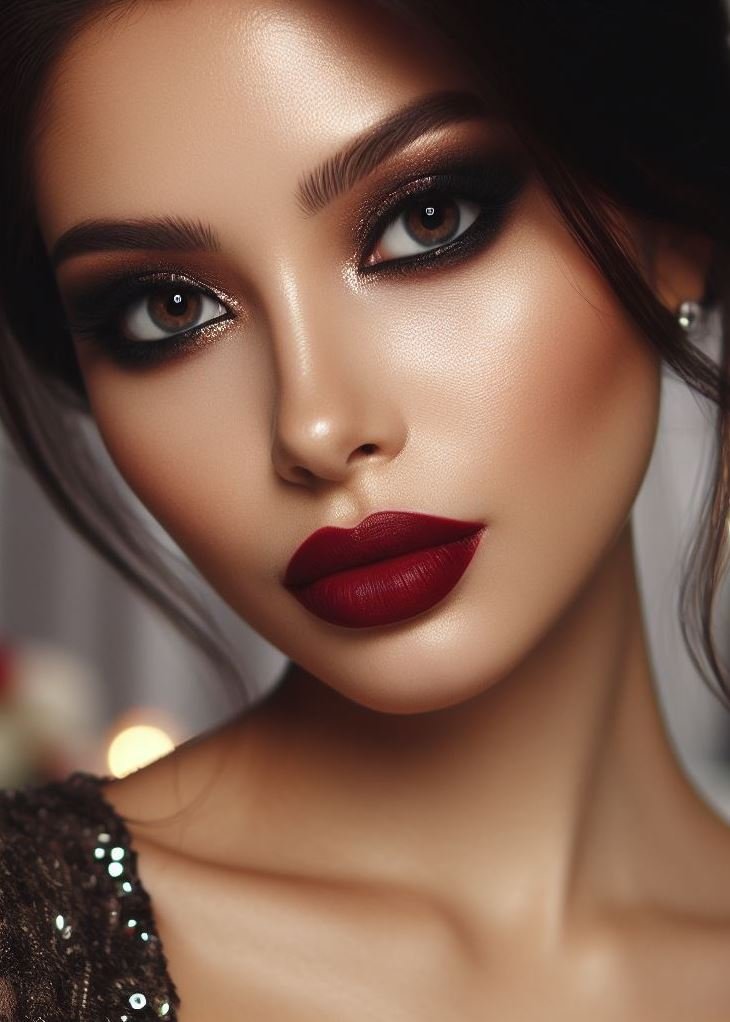 Channel your inner Hollywood icon! Embrace the glamour of old Hollywood with a chocolate brown smokey eye and deep red lips. This timeless combination is guaranteed to turn heads.