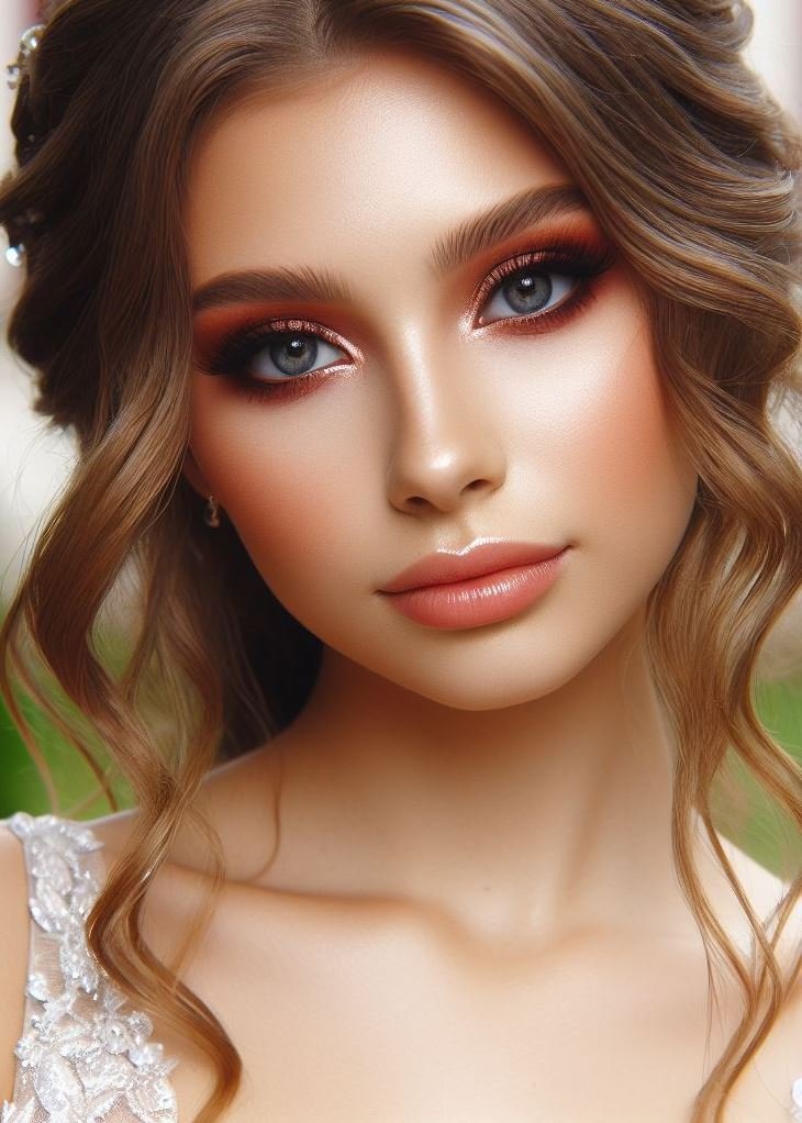 Prom makeup for the soft glam queen! Combine dewy skin with a gorgeous peachy eyeshadow palette for a timeless and elegant prom look.