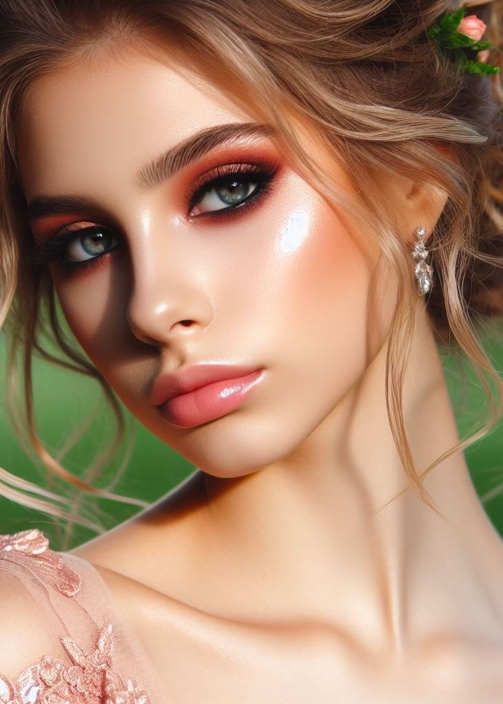 Ditch the matte! This prom makeup is all about dewy skin and a shimmery peachy eyeshadow for a radiant and unforgettable night.