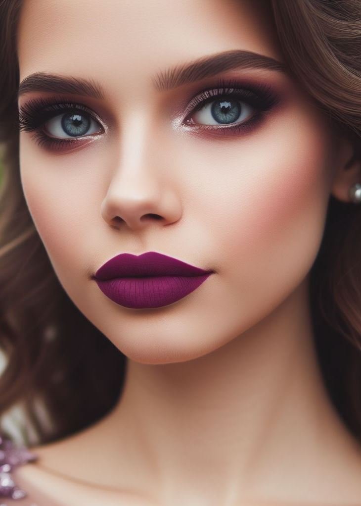 Highlight your natural beauty! This prom makeup lets your dark plum lipstick shine with a simple neutral eye that enhances your features.