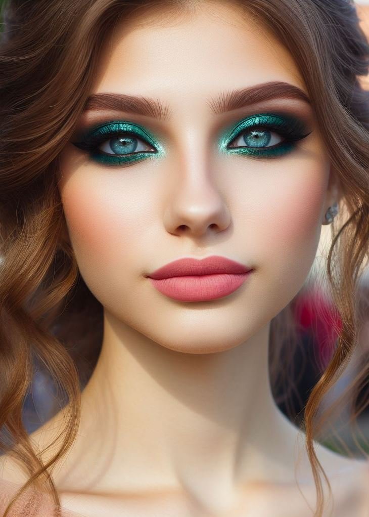 Prom makeup with a modern twist! Create a show-stopping look with emerald green eyeliner for a touch of unexpected color, balanced by the timeless elegance of soft pink lips. Be sure to tag your makeup artist!