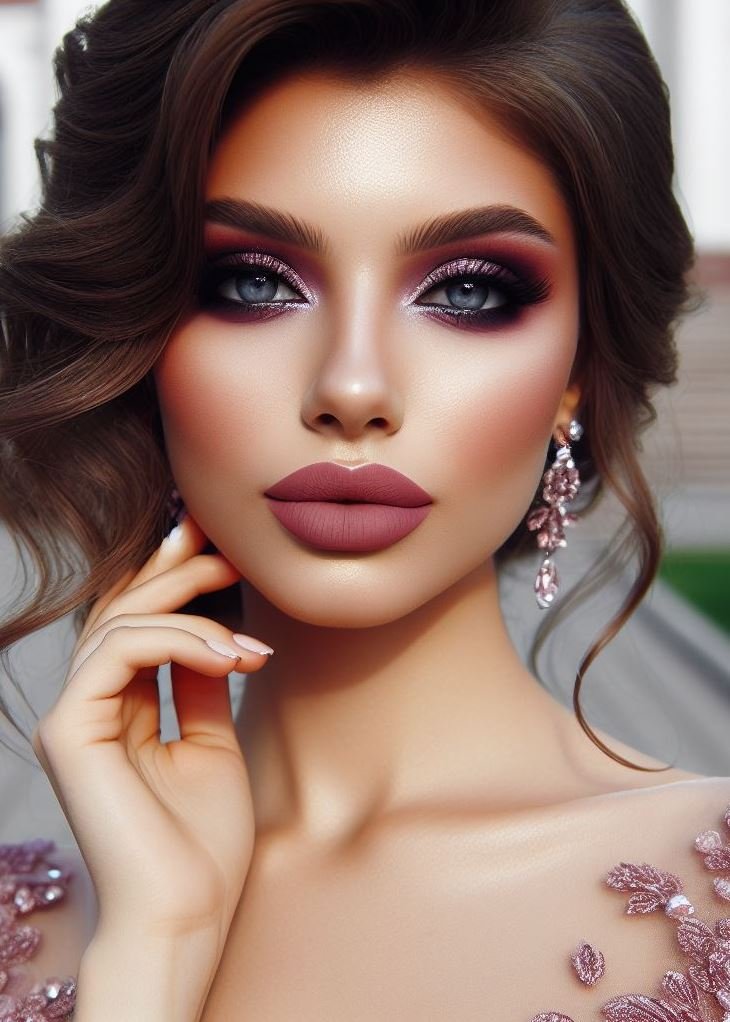 Mauve it or lose it! This prom makeup look combines a beautiful blend of mauve eyeshadows with a bold matte lip for a touch of drama and unforgettable style.