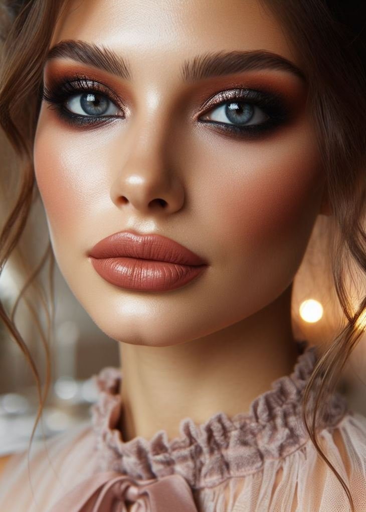 Cozy nights in with a touch of drama! Create a warm and inviting look with a rustic terracotta smokey eye and a touch of brown on your lips. Perfect for cozy nights by the fireplace or adding a touch of drama to your everyday makeup.