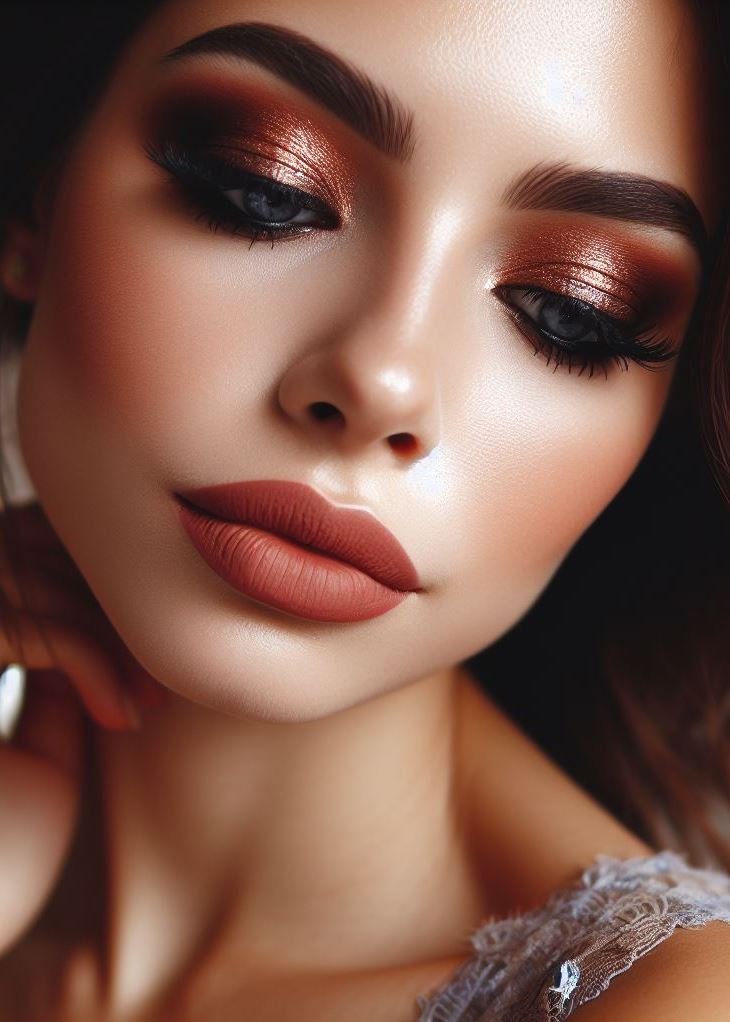 Festival ready with an earthy touch! Stand out from the crowd at a festival with a rustic terracotta smokey eye and warm brown lips. This earthy and unique combination is perfect for embracing your bohemian spirit.