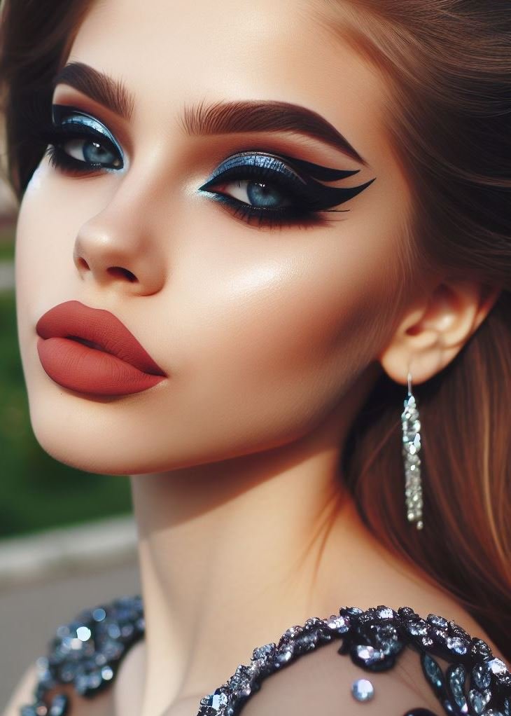 Feeling fierce for prom? This dramatic look features a graphic eyeliner design paired with a bold lip for a guaranteed wow factor. Turn heads and hearts on your special night!