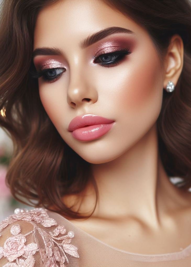 Spring fling makeup in a pinch! Soft pink smokey eyes and rosy lips offer a fresh and flirty look that perfectly captures the essence of spring. This easy-to-achieve combination is perfect for a day out or a casual evening.