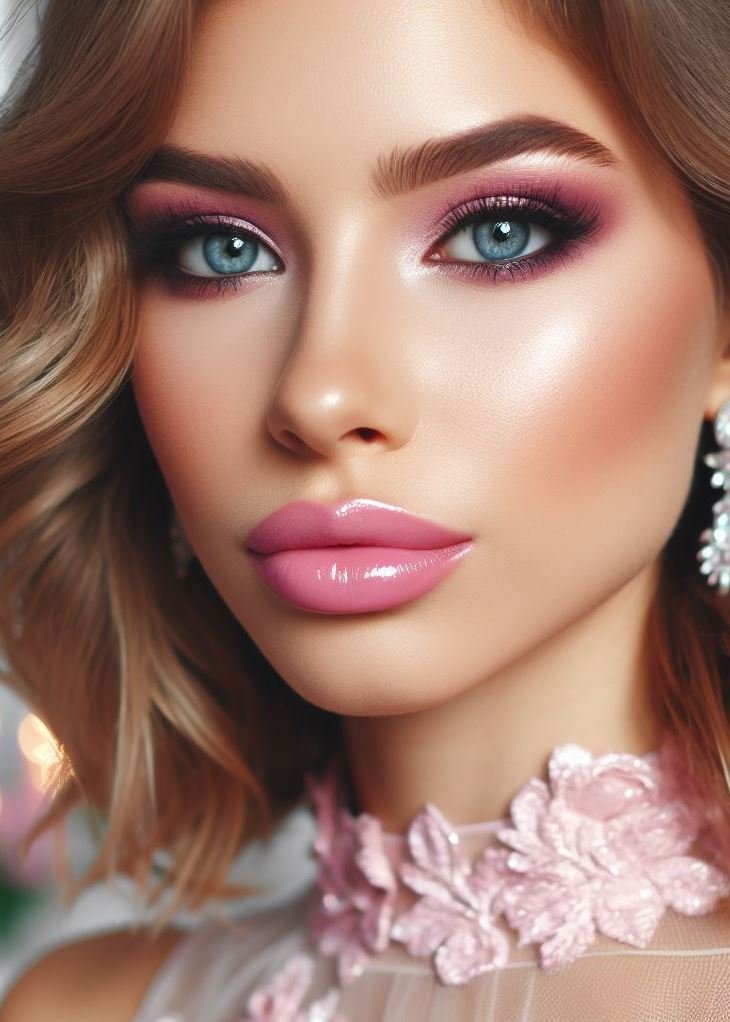 Natural glam for makeup beginners! Soft pink smokey eyes with rosy lips create a subtle and universally flattering look that's easy to master, even for those new to makeup.