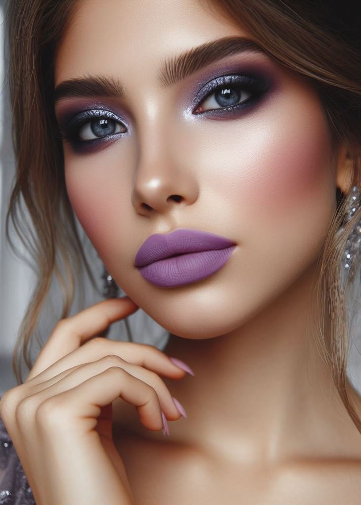 Spring has sprung with a touch of fantasy! The soft, floral tones of smokey lavender eyes and lilac lips perfectly complement the blooming flowers of spring. This ethereal look is fresh and perfect for the season.