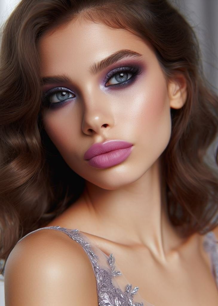 Rock the pastel trend! Smokey lavender eyes and lilac lips offer a modern take on the pastel trend. This unexpected pairing is perfect for the trendsetters who love a touch of whimsy.