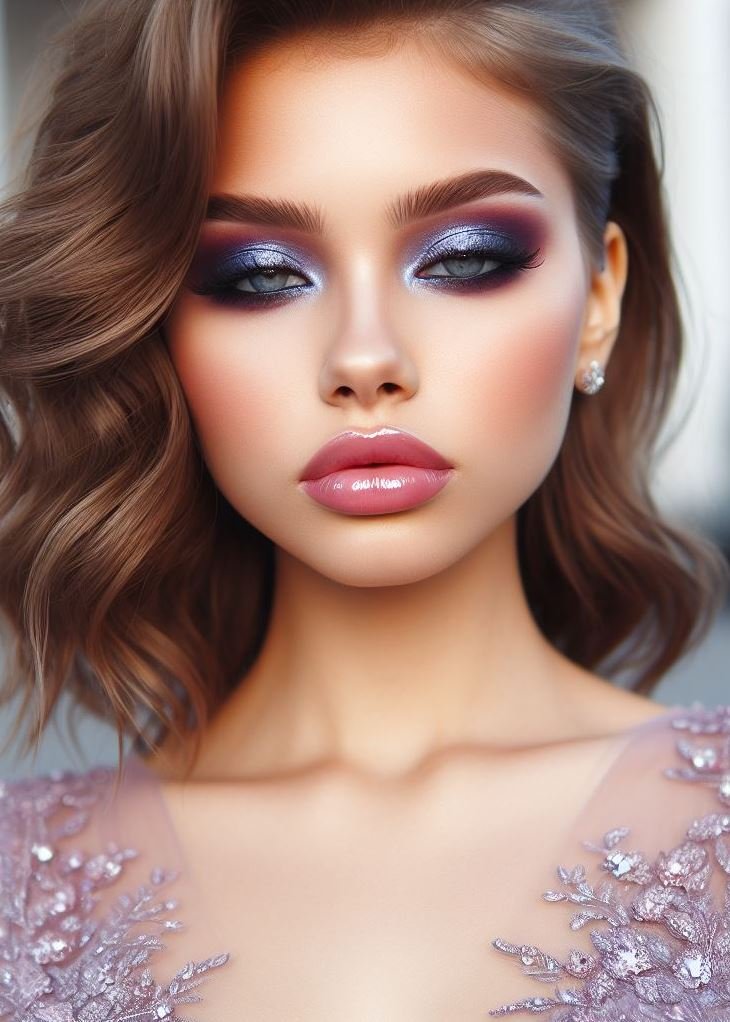 All eyes on you at prom! This captivating look combines soft purple eyeshadows for a touch of color and a glossy lip for a touch of shine. ✨