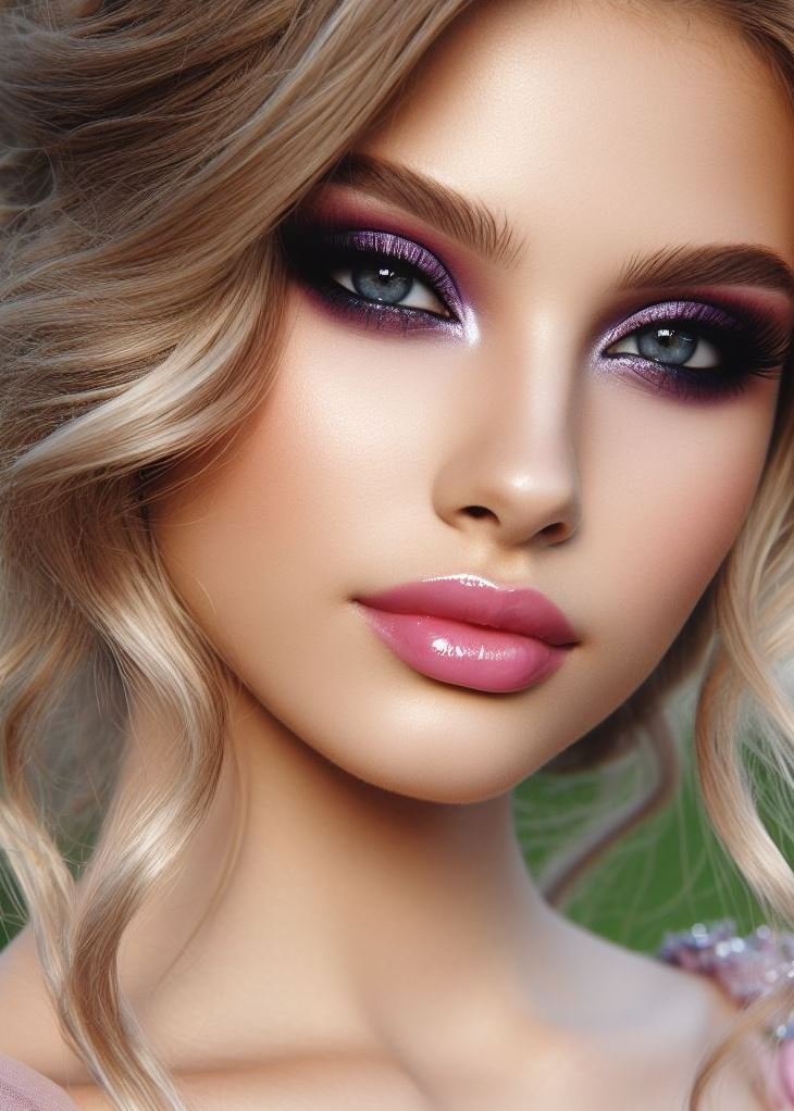 Prom makeup for everyone! Soft purple eyeshadow flatters many skin tones, and with a glossy lip, this look creates a timeless and universally flattering statement.