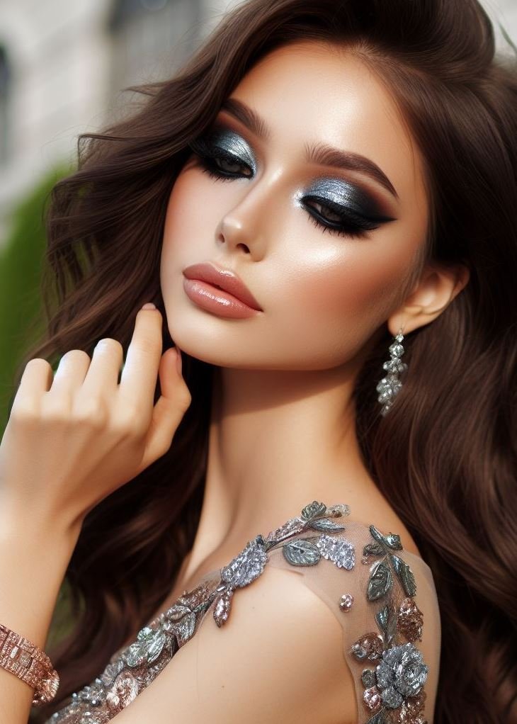 Channel your inner rockstar at prom! This edgy makeup combines a smoky metallic eyeshadow with a bold winged liner for a fierce and unforgettable look.