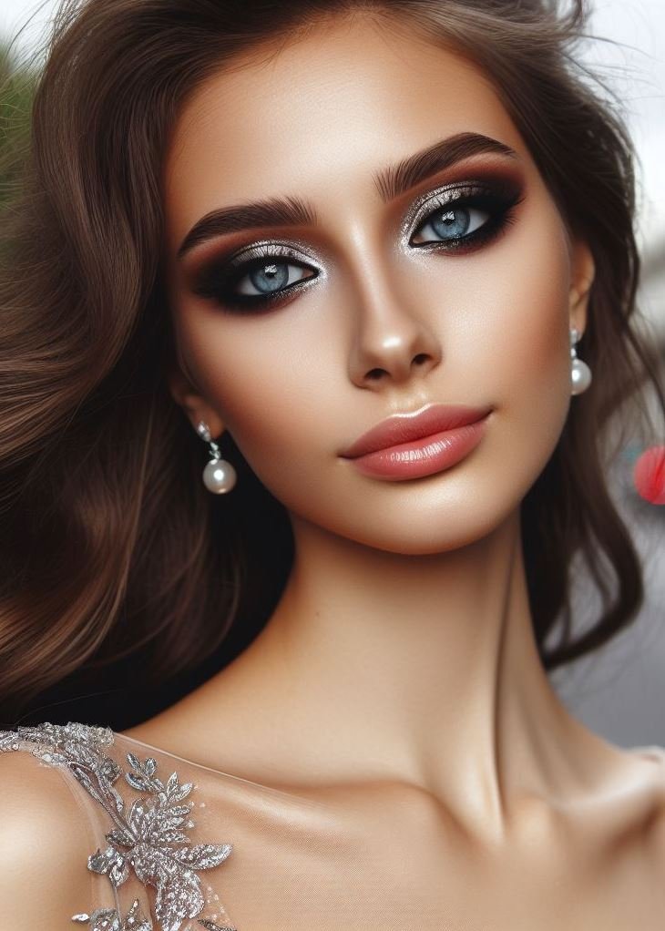 Metallic mystique for prom! This captivating look features a shimmering metallic smokey eye accentuated by a precise winged liner for a touch of glamour and intrigue.