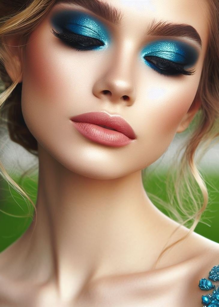 Blue beauty for prom! This unforgettable look combines a gorgeous blend of vibrant blue eyeshadows with nude lips for a dramatic touch and a whole lot of show-stopping style.