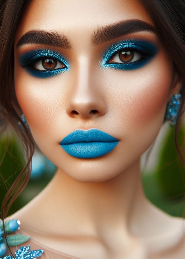 Channel your inner ice queen! ❄️ This cool-toned prom makeup features a mesmerizing vibrant blue eyeshadow balanced with nude lips for a touch of elegance and drama.