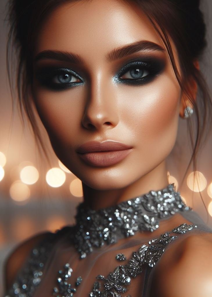 Forget the black! Charcoal grey smokey eyes with silver glitter offer a modern twist on the classic smokey eye, perfect for those who want to stand out from the crowd.