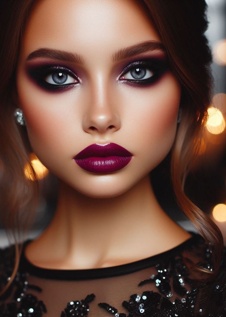 Fall in love with your look! Plum smokey eyes and berry lips create a romantic and effortlessly beautiful look, perfect for celebrating autumn or channeling your inner love goddess.