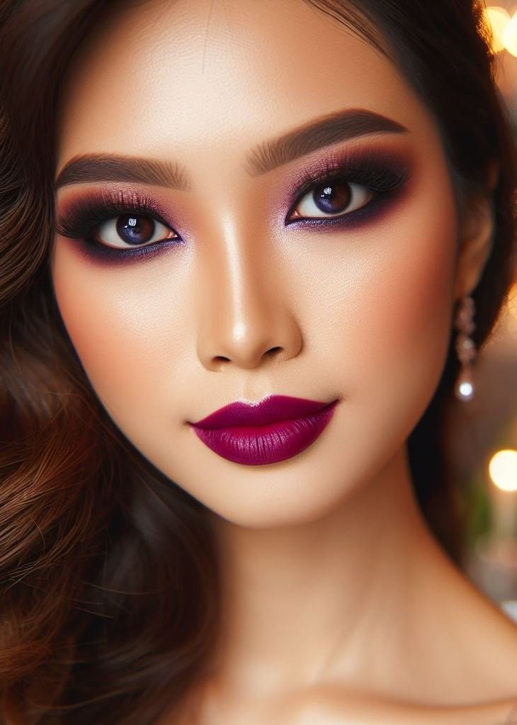 Beyond the basics! Plum smokey eyes and berry lips take your makeup routine to the next level. This sultry and sophisticated combination is perfect for a special occasion.