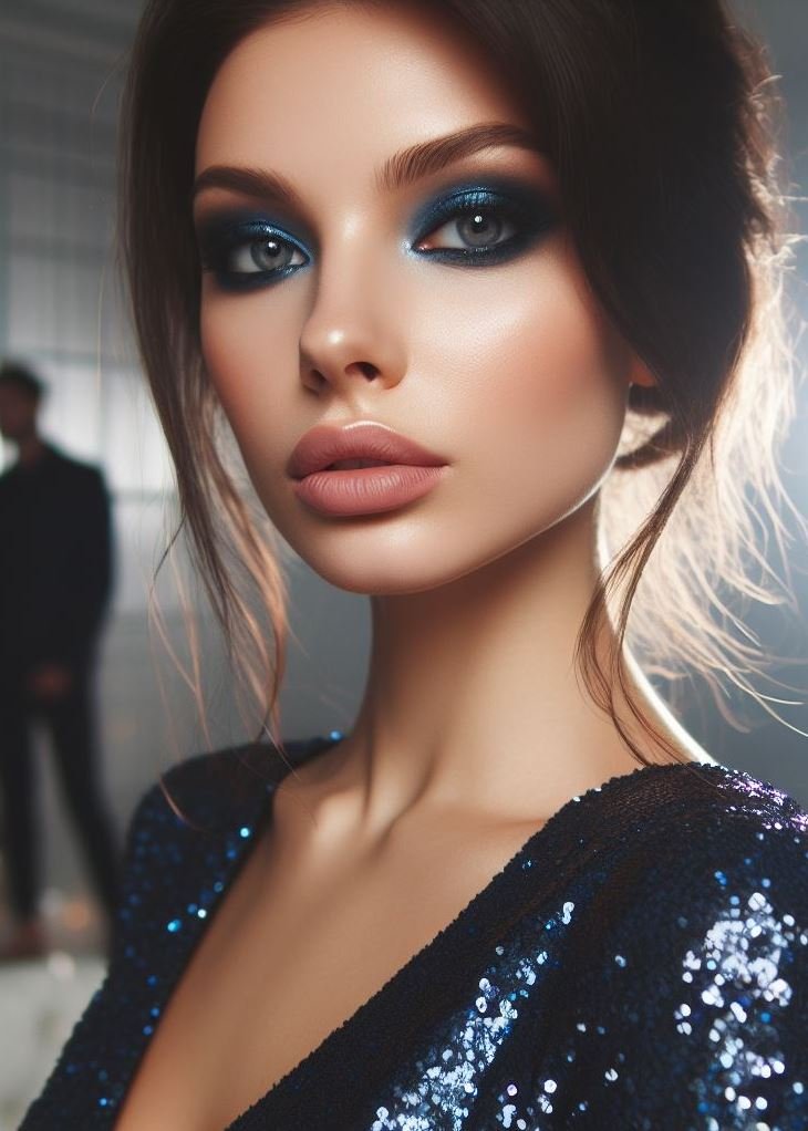 Summer nights, smoky vibes! Navy blue adds a cool and refreshing touch to your smokey eye. Paired with nude lips, this look is perfect for a summer night out on the town.