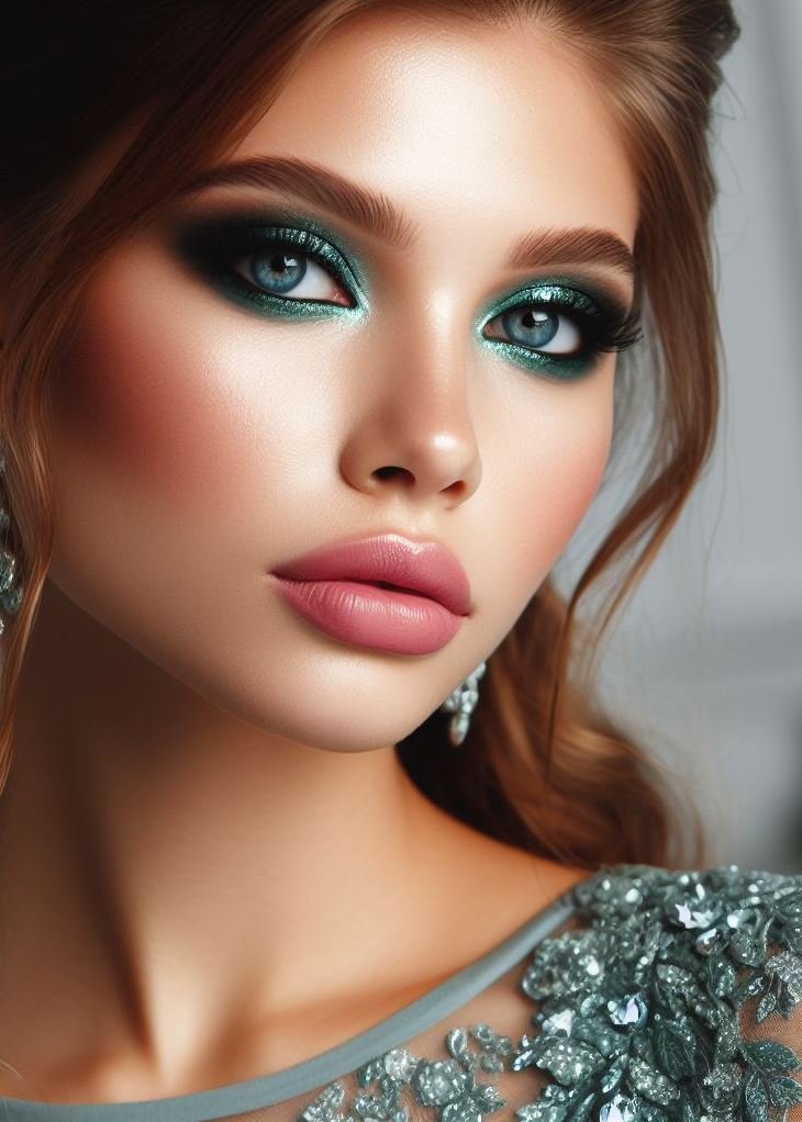 Step into spring! Emerald green smokey eyes with soft pink lips offer a fresh and playful take on smokey eye makeup, perfect for the warmer months.