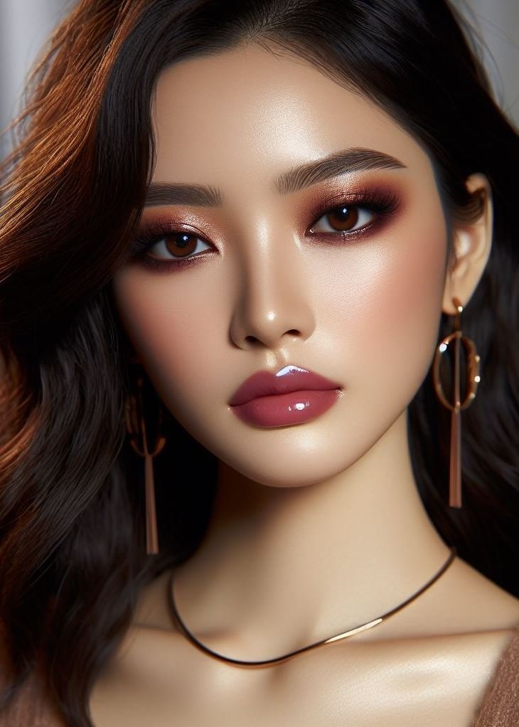 Embrace the opulent! Burgundy smokey eyes with glossy lips ooze luxury and glamour. This statement-making combination is perfect for those who want to feel like a red carpet star.