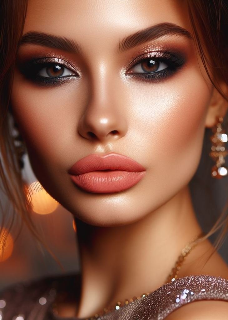 Get that lit-from-within look! Bronze smokey eyes and peachy lips create a radiant and youthful appearance. This universally flattering combination is perfect for day or night.