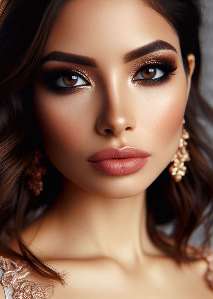 Less is more! Bronze smokey eyes with peachy lips allow your natural beauty to shine through, while still adding a touch of definition and glamour.