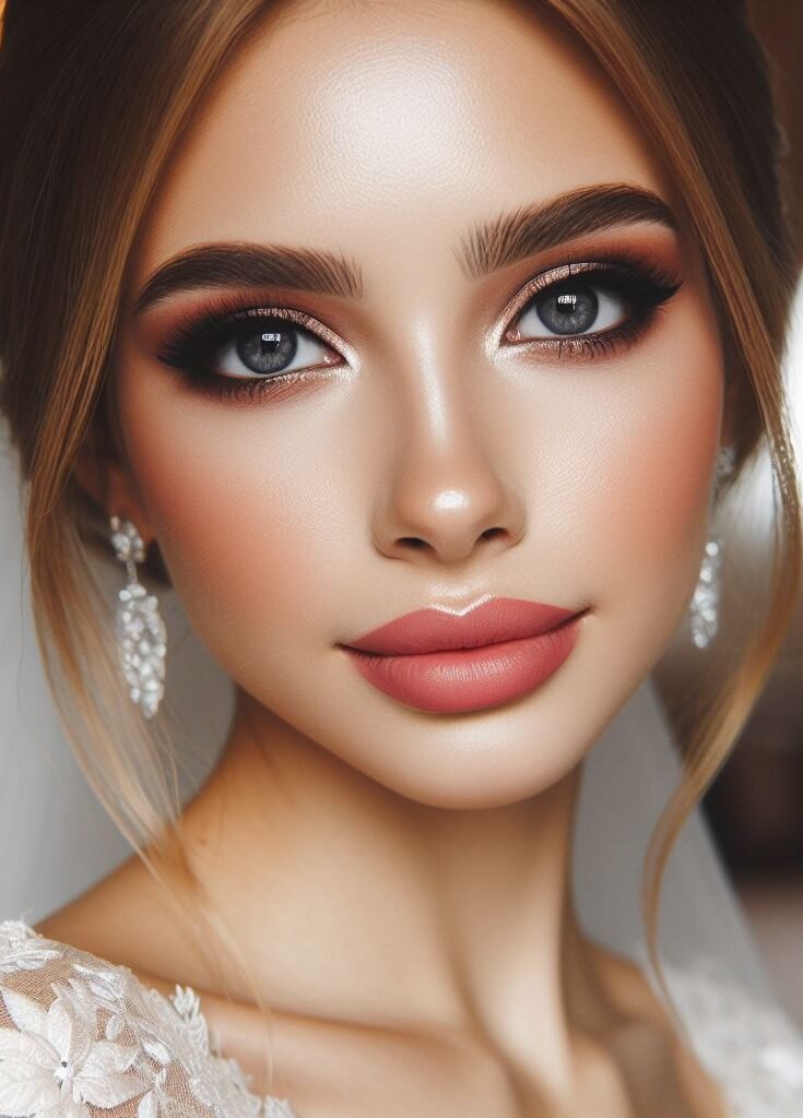 Natural beauty, timeless elegance! ✨ This bridal makeup features soft, neutral eyeshadows and a touch of shimmer to enhance your natural beauty, paired with nude lips for a look that's both effortless and sophisticated.