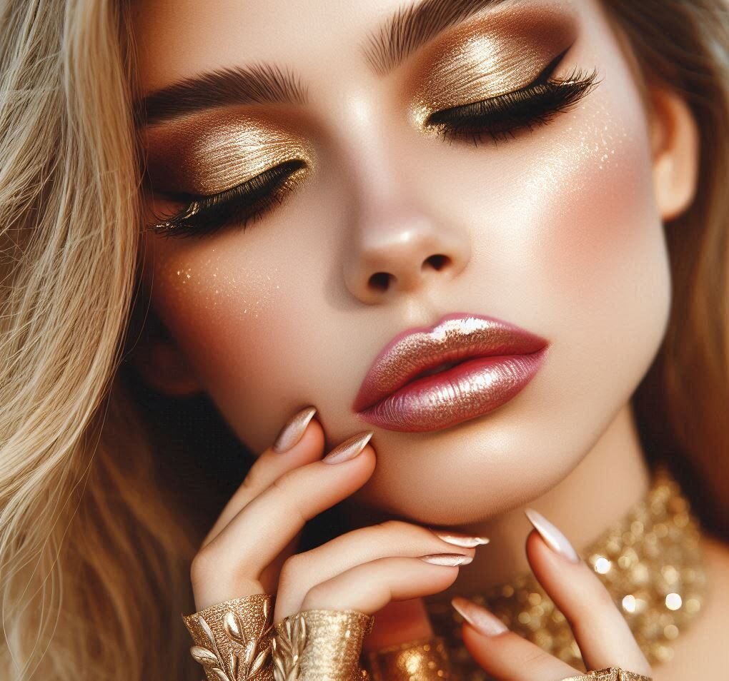 Gold makeup look cover