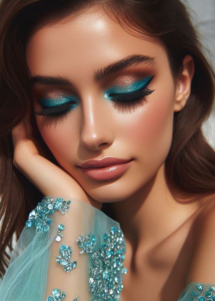 Aquamarine shimmer on the lid, cocoa matte in the crease – a recipe for eye-catching beauty! 🌟🍫