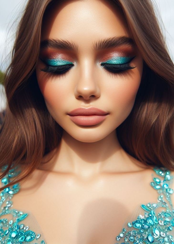 Aquamarine waterline paired with a rich espresso smoky eye. It’s like coffee by the sea! ☕🌊