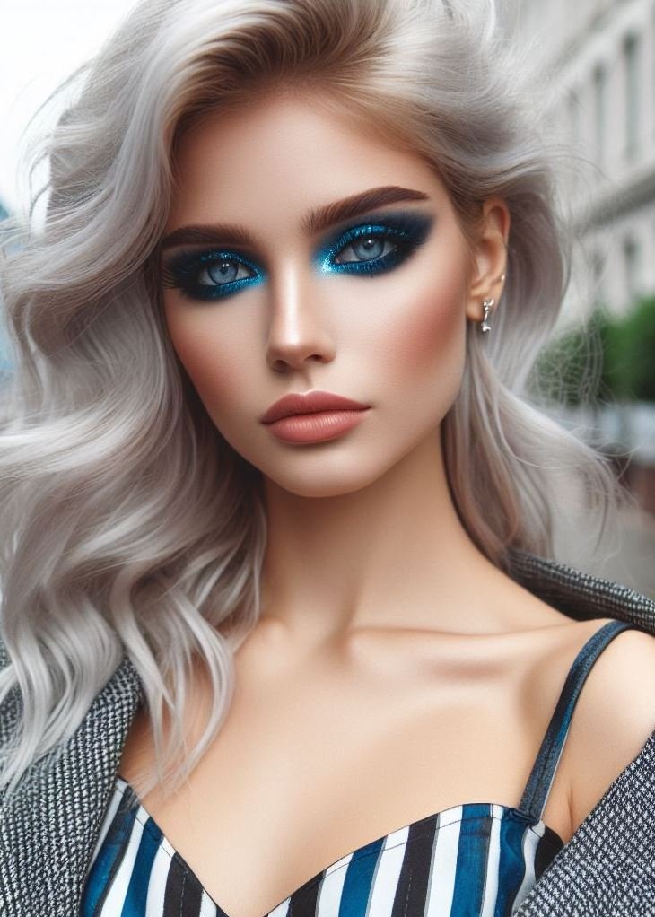 A Splash of Ocean Majesty: Embrace the power and mystery of the ocean with a stunning blue eyeshadow look. From deep sapphire to playful turquoise, explore the vast spectrum of blue to express your individuality.