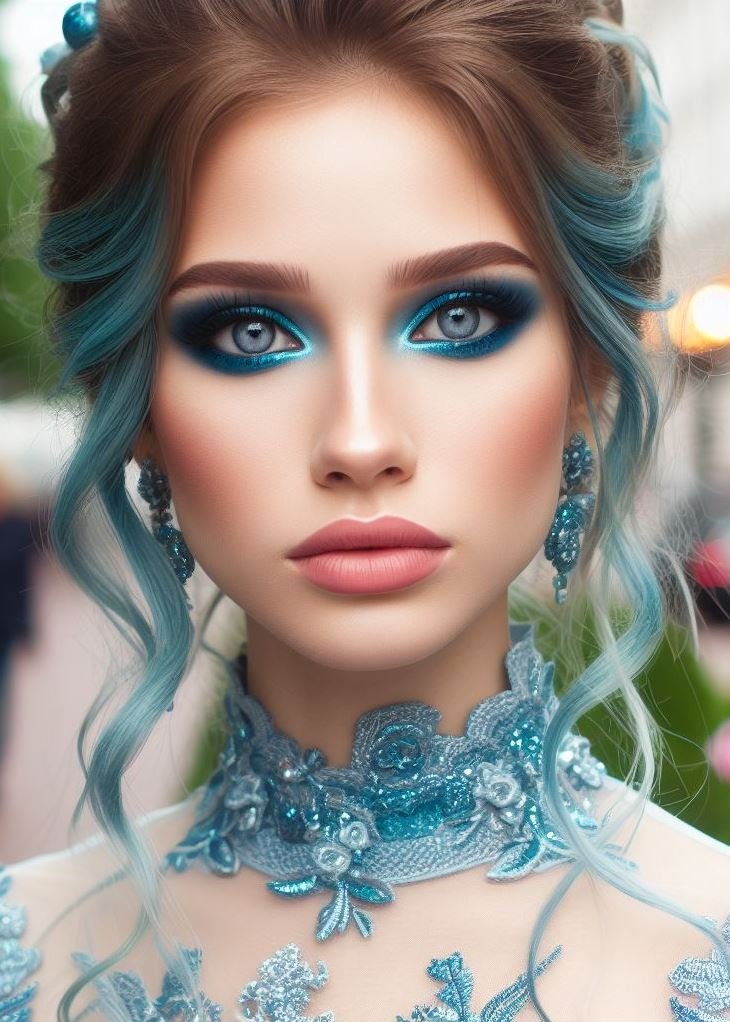 Blue Makeup for a Whimsical Touch: Embrace the world of fantasy with blue eyeshadow. Create whimsical looks inspired by mythical creatures, starry nights, or even your favorite fairytale.