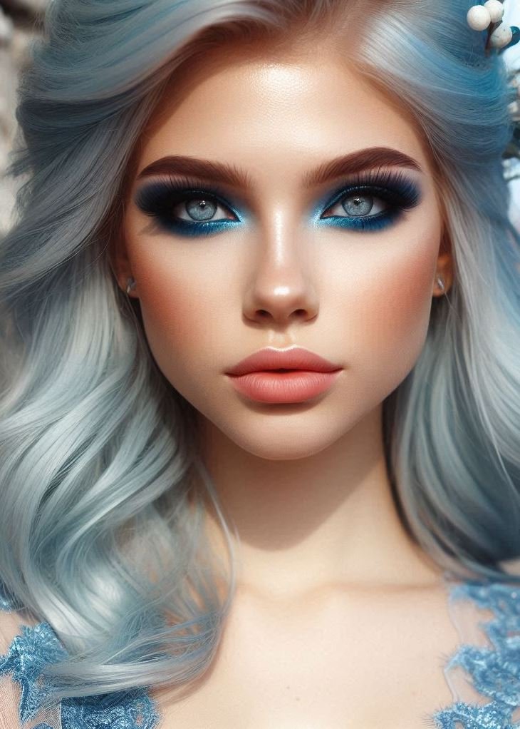 Inspired by Nature's Palette: Embrace the beauty of the natural world with blue makeup. Channel the calmness of the ocean, the vastness of the sky, or the vibrancy of a peacock feather.