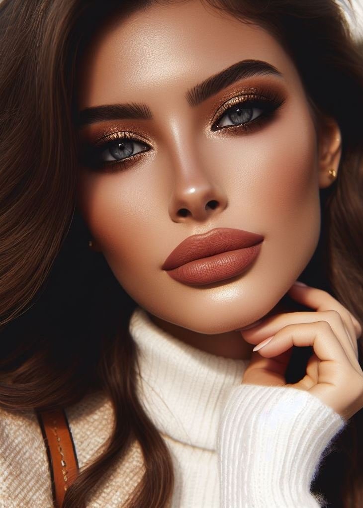 Gothic Elegance: Deep Brown Lips for a Mysterious Vibe: Unleash your inner mystery! Deep brown lips with a hint of a purple or burgundy undertone create an intriguing and sophisticated statement.