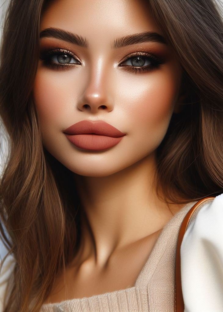 Matte & Bold: Brown Lips with a Touch of Shine: For a modern and youthful take on brown lips, opt for a matte finish. This combination adds a touch of playfulness and dimension to the bold brown color.