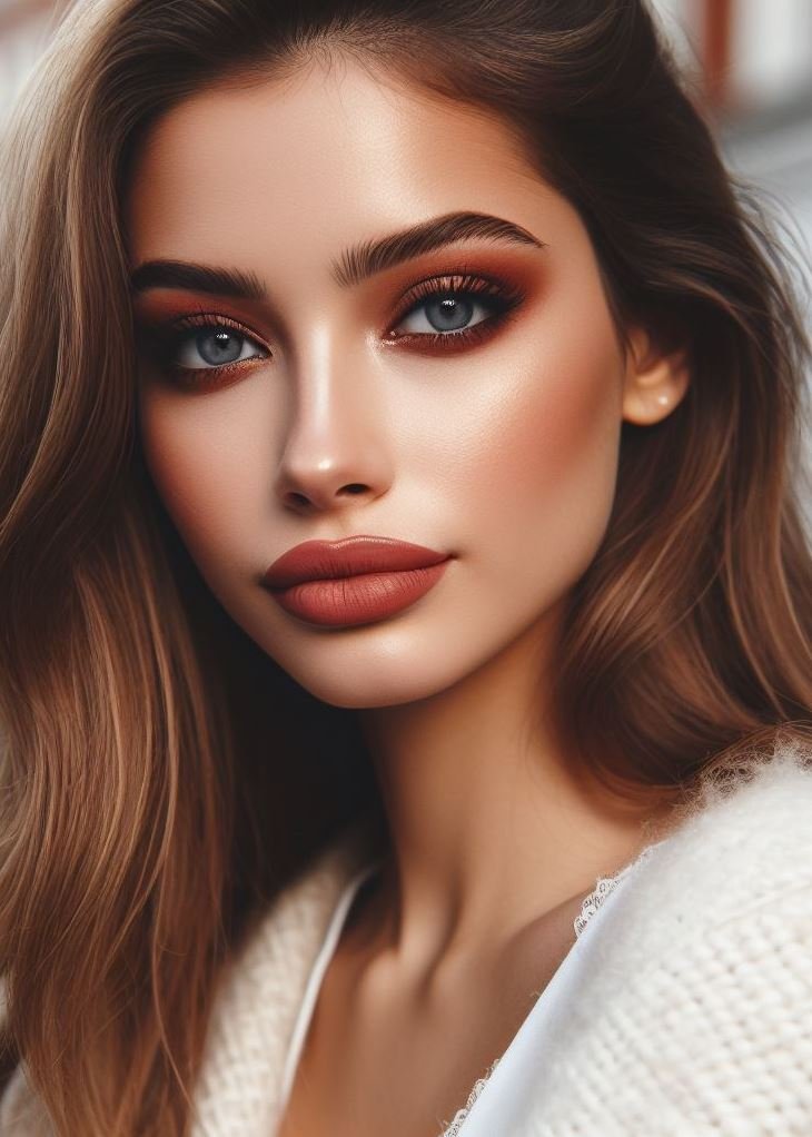 Embrace Your Inner Edge: Brown Lips with a Grunge Twist: Channel your inner rockstar! Deep brown lips with a matte finish create an edgy and rebellious statement look.