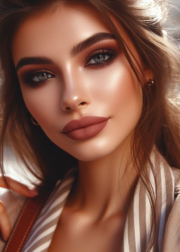 Beyond Matte: Brown Lips with a Glossy Finish: Don't be limited by matte finishes! Opt for a glossy brown lip for a touch of shine and a fuller appearance. This adds a touch of youthful vibrancy to the bold color choice.