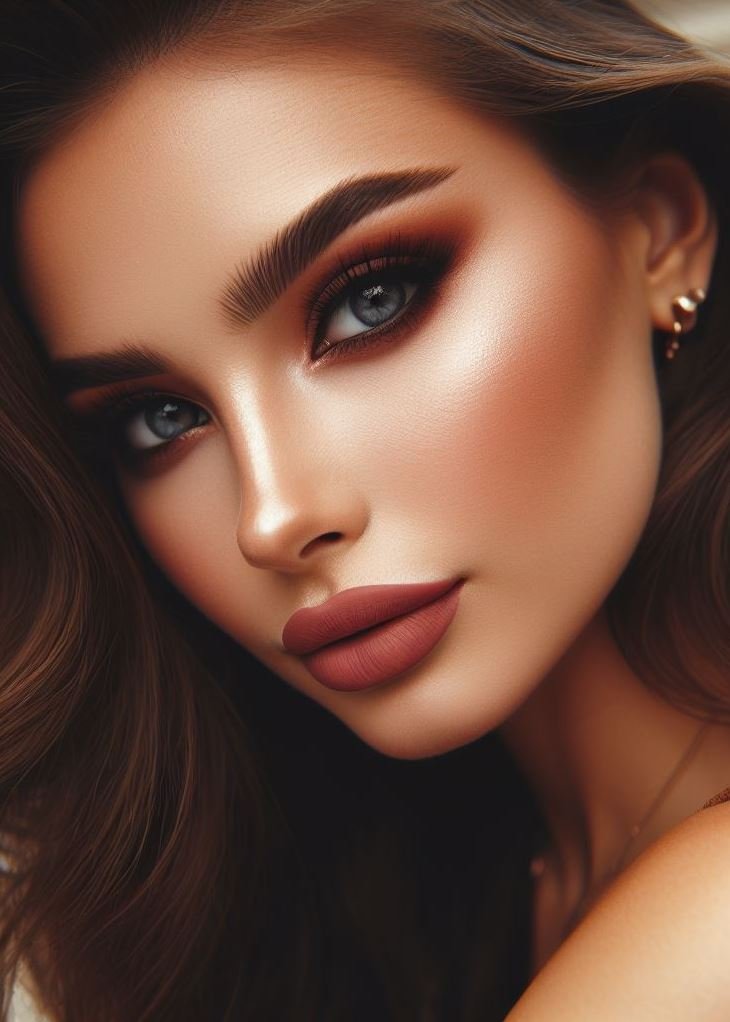 The Power of Gradient: Ombre Brown Lips for a Soft Transition: Brown lips can also be soft and playful! Embrace an ombre effect by starting with a lighter shade in the center of your lips and blending out to a deeper brown at the edges. This creates a soft transition and a touch of dimension.