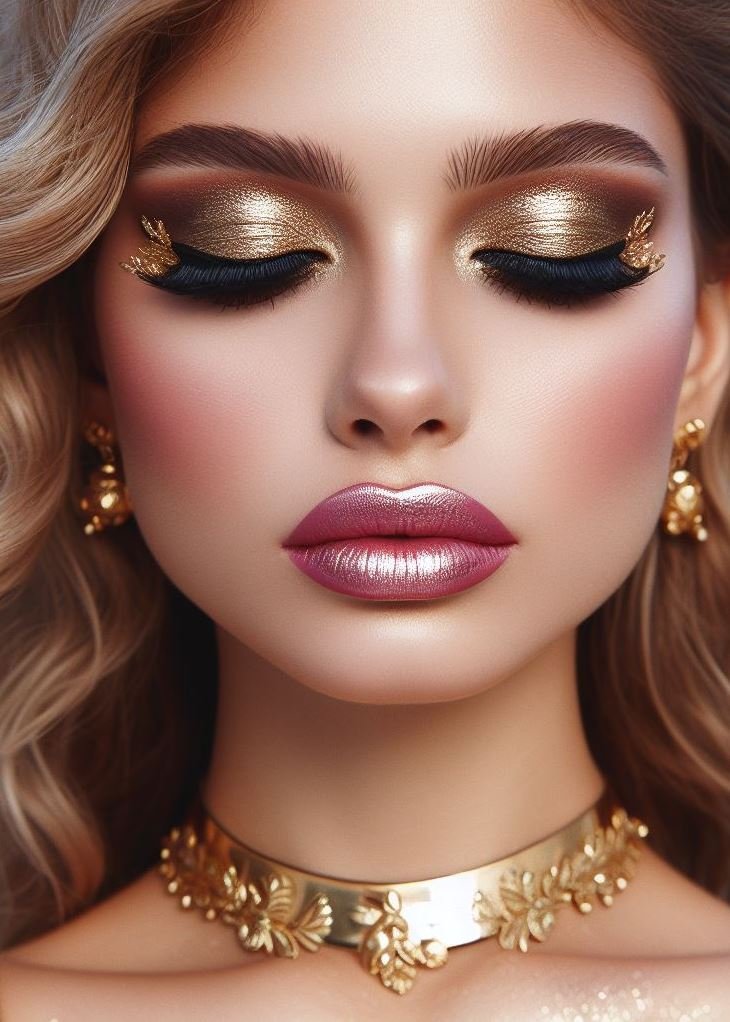 Gold with a Pop of Color: Break the mold! Add a pop of unexpected color like a vibrant blue or a deep plum to your gold makeup look for a truly unique and eye-catching statement.