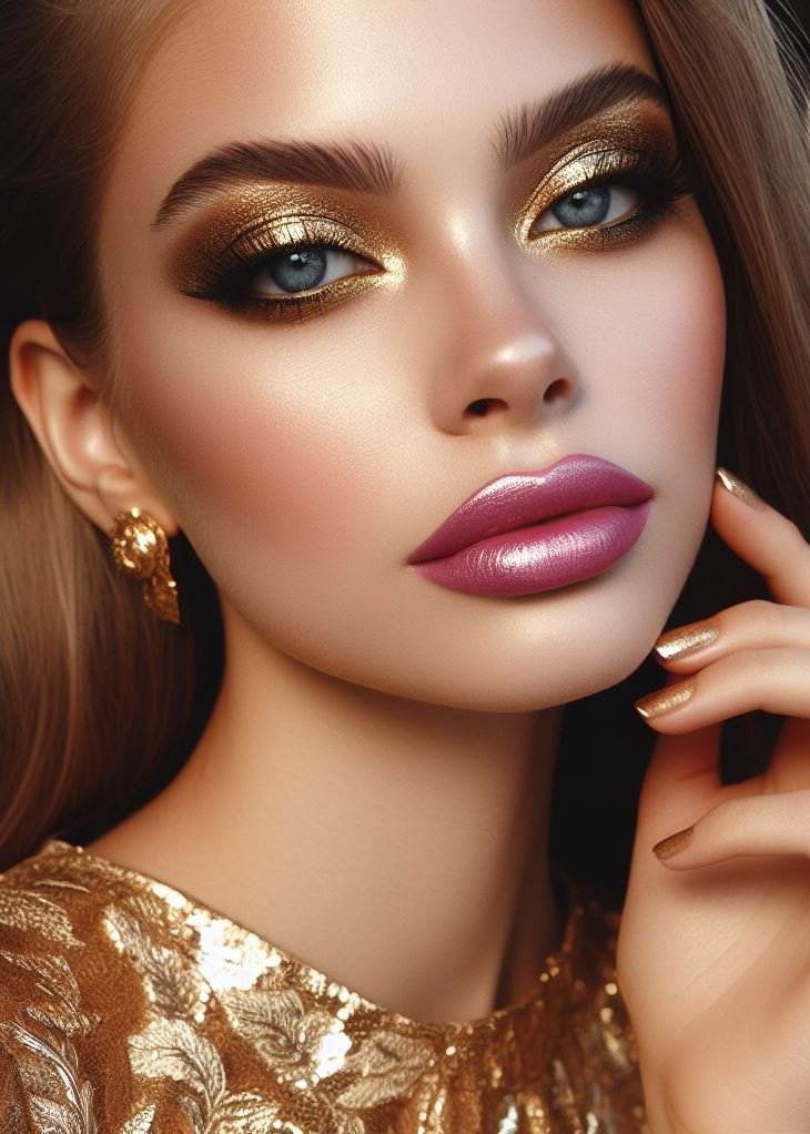 Golden Eyeshadow for a Regal Look: Embrace your inner royalty with a metallic gold eyeshadow look. This luxurious shade adds a touch of majesty and sophistication to your makeup.