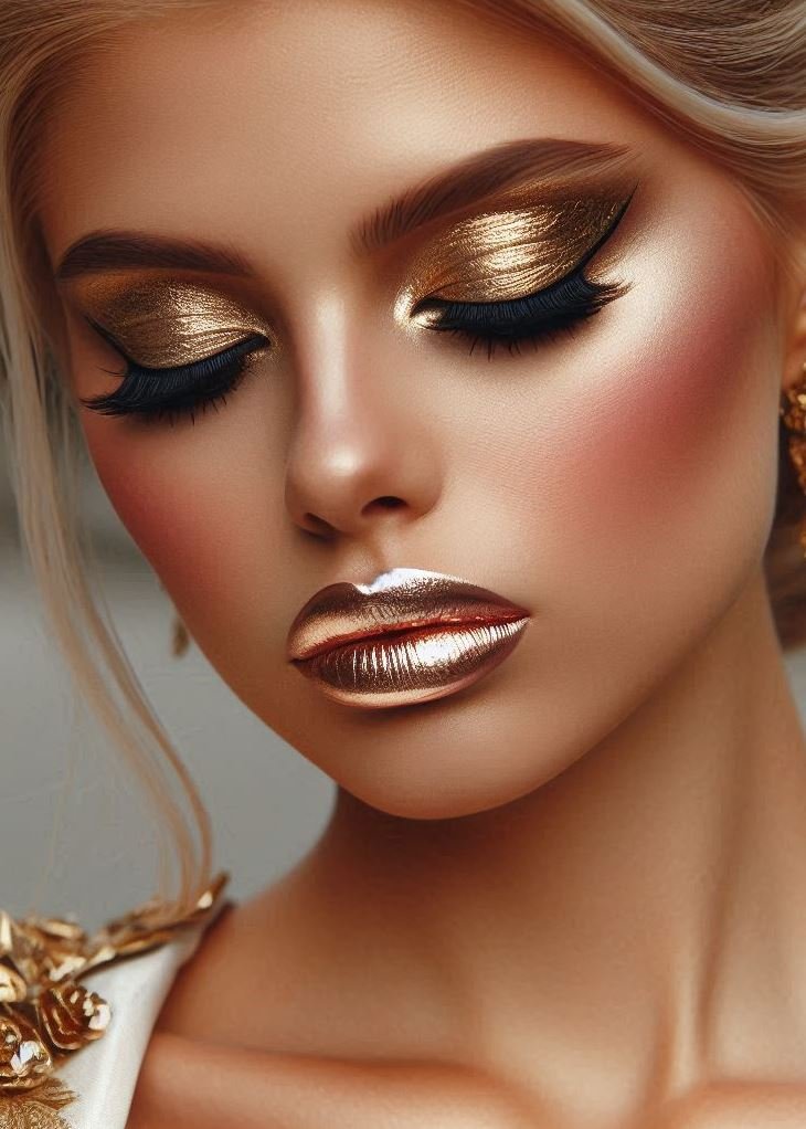 A Touch of Midas: Golden Eyeshadow for Luxurious Elegance: Embrace opulence with a golden eyeshadow look. This luxurious shade adds a touch of glamour and sophistication to your makeup routine.