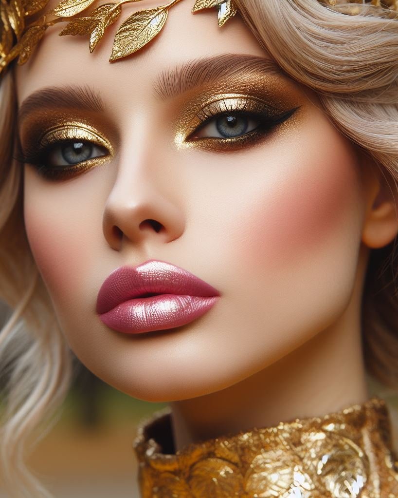 Beyond the Lids: Golden Accents for a Cohesive Look: Elevate your golden eyeshadow look by incorporating gold accents throughout your makeup routine. Use a golden highlighter on your cheekbones and a touch of gold shimmer on your lips for a luxurious and cohesive look.