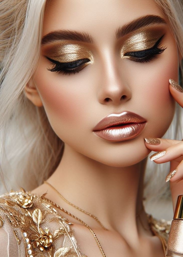 A Celebration of Individuality: Gold for Every Personality: From soft, shimmering peaches with a hint of gold for a natural glow to bold, metallic gold smoky eyes for a dramatic statement, gold allows you to express your unique style and inner strength.