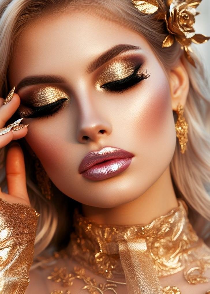 Golden Sunset: Blending Warm Hues for a Romantic Look: Channel the warmth and beauty of a sunset with a golden eyeshadow look. Use a blend of warm oranges, pinks, and golds to create a soft and romantic smoky eye perfect for a date night or special occasion.