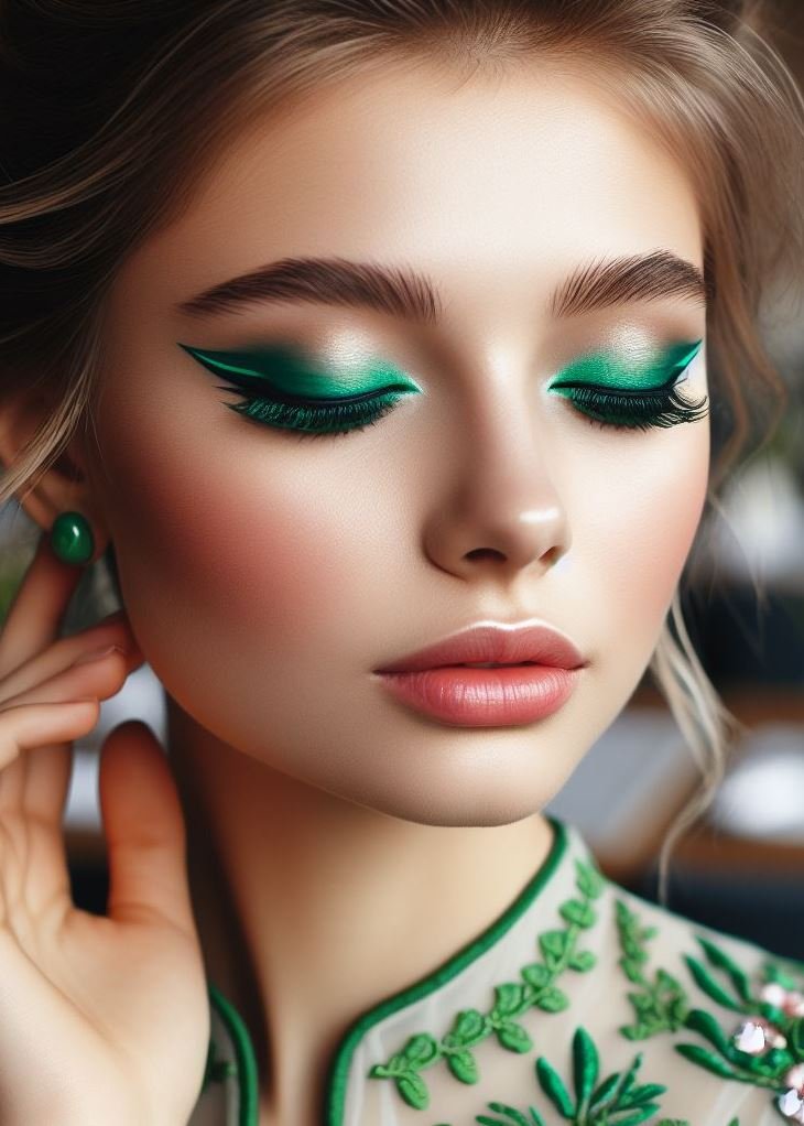 Galaxy Gaze: Capture the magic of the cosmos with a blend of green and blue eyeliner. This ethereal look creates a smoky effect with a touch of celestial flair.