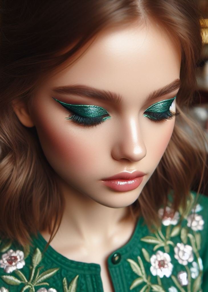 Woodland Jewel: Channel a touch of ethereal beauty with a shimmering emerald green eyeliner. This shade adds a touch of magic to your eyes and complements earthy eyeshadow tones.