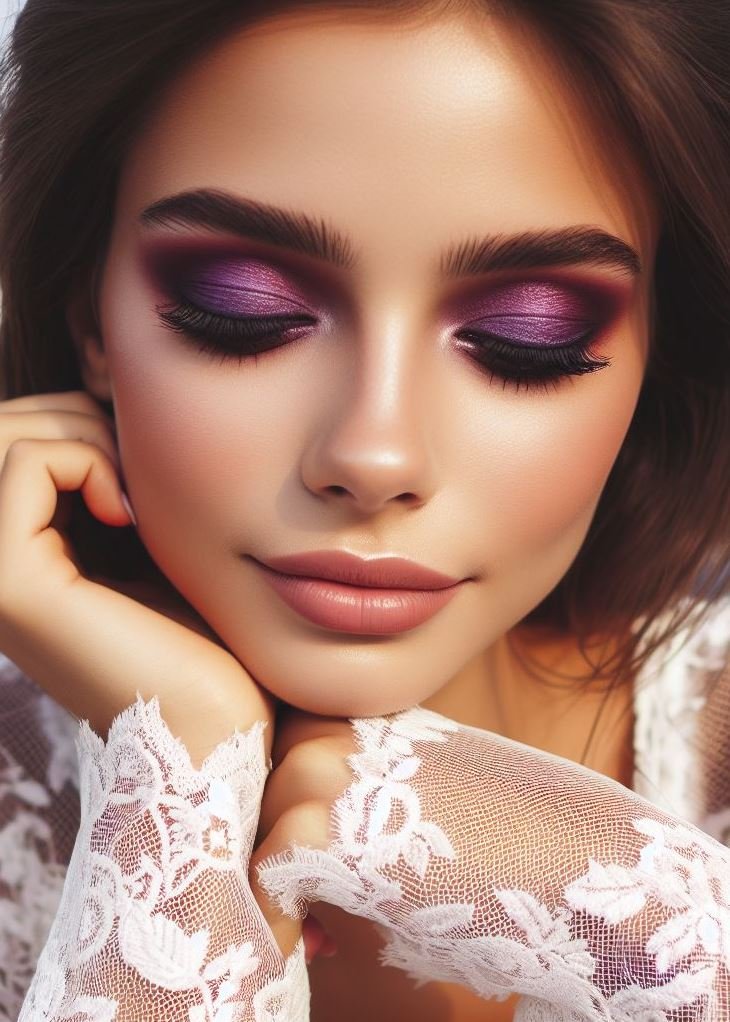 Double Wing Drama: Take your cat-eye to the next level with a double wing liner in brown and a contrasting purple eyeshadow. This dramatic look is perfect for those who want to make a statement.