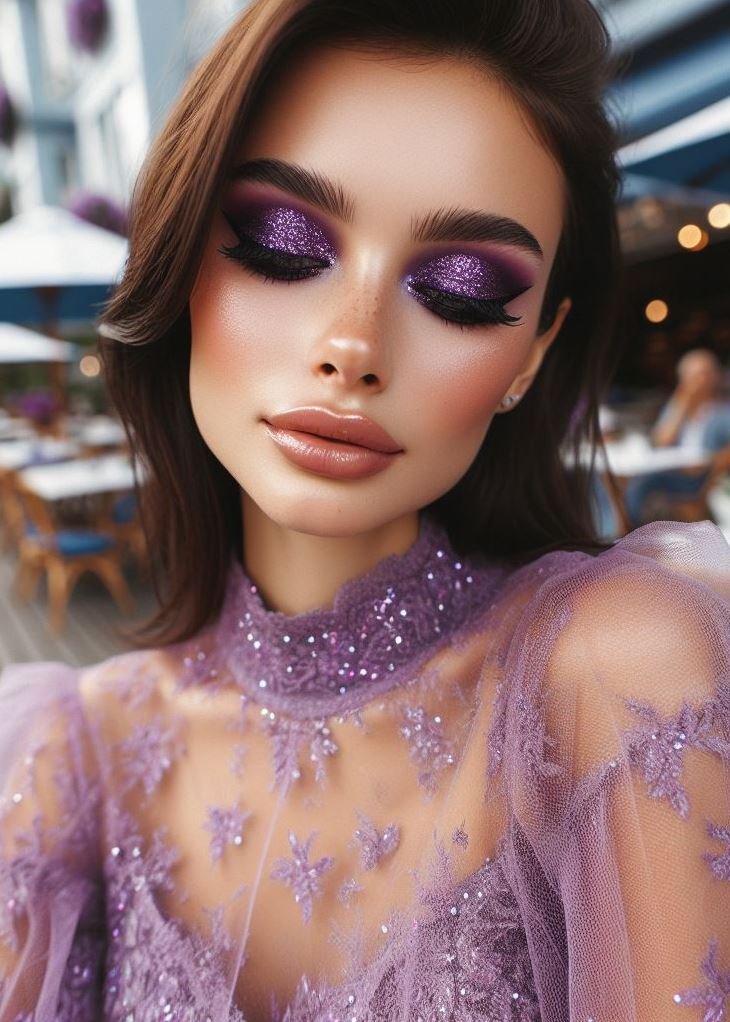 Smoky Chic: Blend a deep brown base with a shimmery purple lid shade for a classic and sultry smoky eye. Perfect for evening wear or adding a touch of drama.